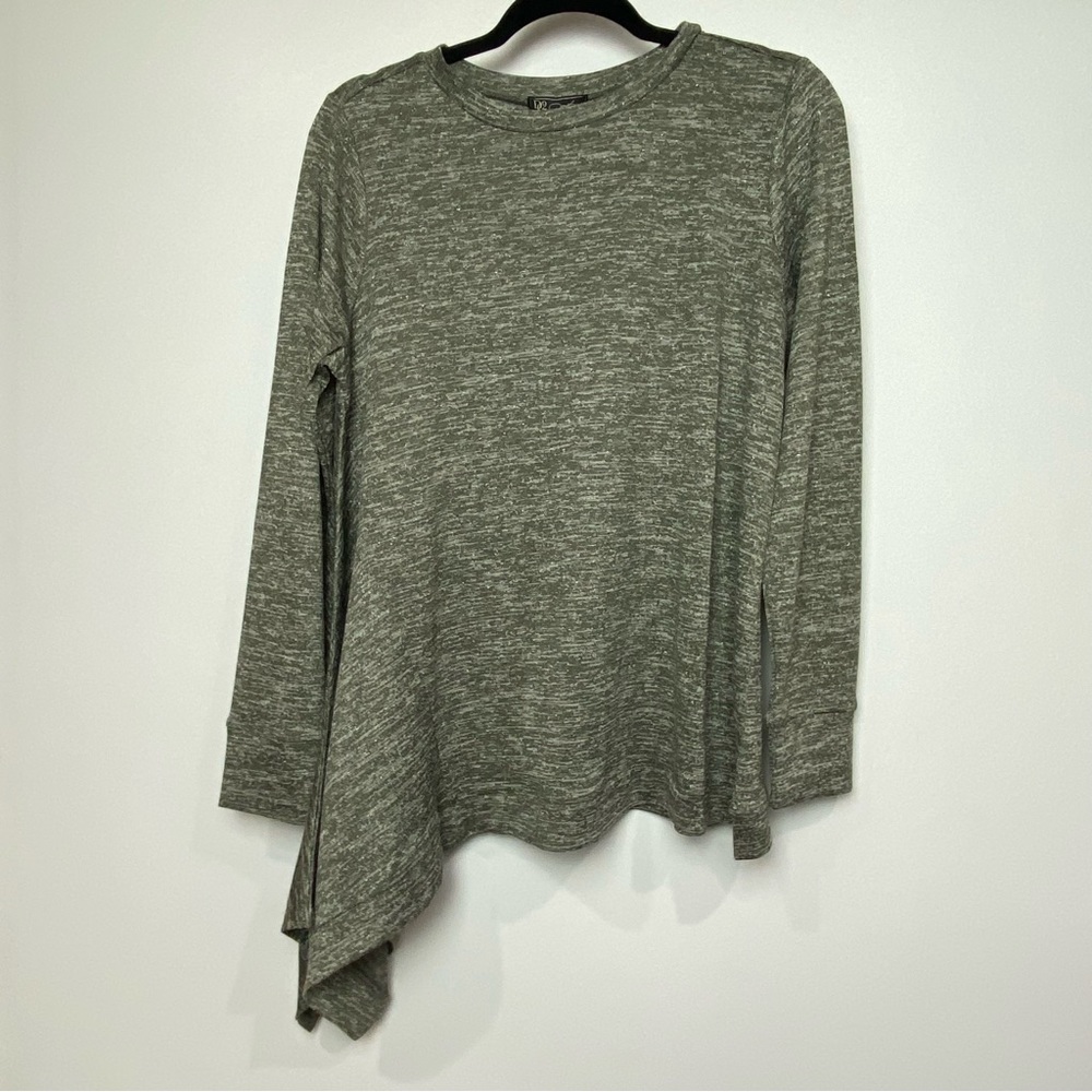 Diane Gilman DG2 Women's Green Asymmetrical Long Sleeve Sweater Sz Large New NWT